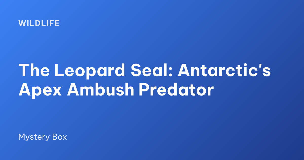 The Leopard Seal: Antarctic's Apex Ambush Predator